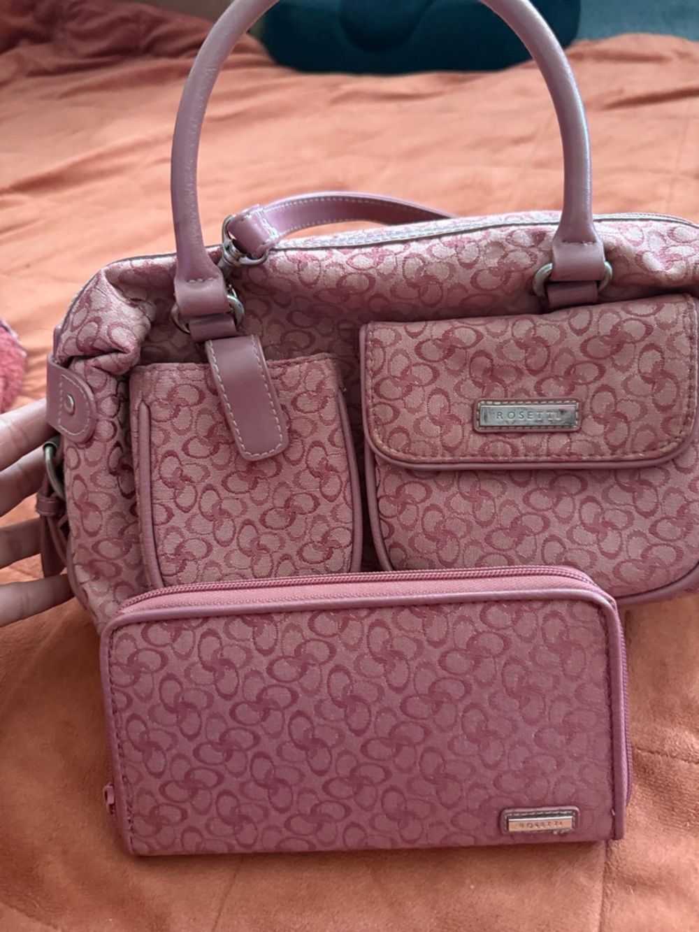 Rosetti Pink Signature Logo Satchel with Matching Wallet Set